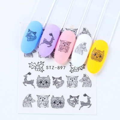 1 tk küünte veeülekande kleebis Lineaarne lillemuster, küünekunsti kaunistused küünte maniküüri jaoks mõeldud liugur Vesimärgi fooliumid CHSTZ645