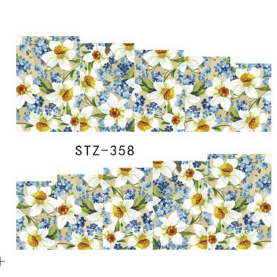 1 tk küünte veeülekande kleebis Lineaarne lillemuster, küünekunsti kaunistused küünte maniküüri jaoks mõeldud liugur Vesimärgi fooliumid CHSTZ645