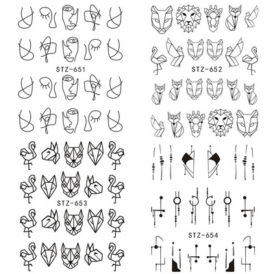 1 tk küünte veeülekande kleebis Lineaarne lillemuster, küünekunsti kaunistused küünte maniküüri jaoks mõeldud liugur Vesimärgi fooliumid CHSTZ645