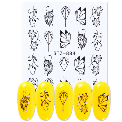 1 tk küünte veeülekande kleebis Lineaarne lillemuster, küünekunsti kaunistused küünte maniküüri jaoks mõeldud liugur Vesimärgi fooliumid CHSTZ645