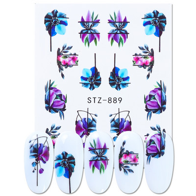 1 tk küünte veeülekande kleebis Lineaarne lillemuster, küünekunsti kaunistused küünte maniküüri jaoks mõeldud liugur Vesimärgi fooliumid CHSTZ645