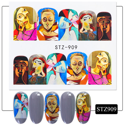 1 tk küünte veeülekande kleebis Lineaarne lillemuster, küünekunsti kaunistused küünte maniküüri jaoks mõeldud liugur Vesimärgi fooliumid CHSTZ645