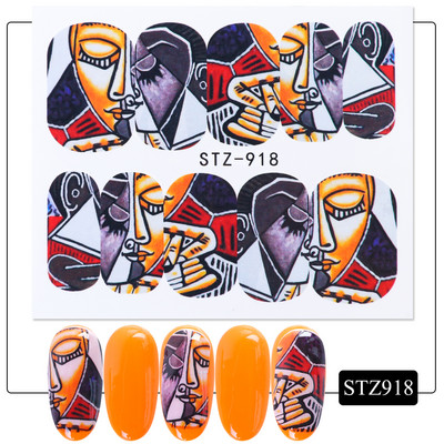 1 tk küünte veeülekande kleebis Lineaarne lillemuster, küünekunsti kaunistused küünte maniküüri jaoks mõeldud liugur Vesimärgi fooliumid CHSTZ645