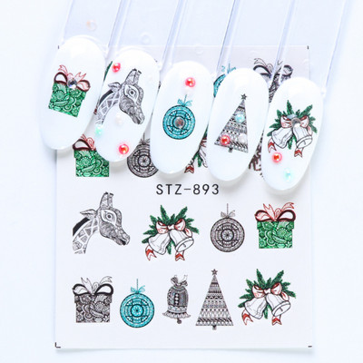 1 tk küünte veeülekande kleebis Lineaarne lillemuster, küünekunsti kaunistused küünte maniküüri jaoks mõeldud liugur Vesimärgi fooliumid CHSTZ645