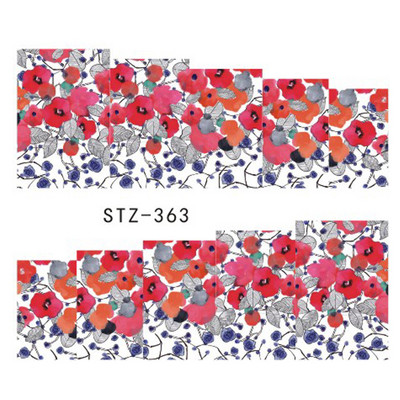 1 tk küünte veeülekande kleebis Lineaarne lillemuster, küünekunsti kaunistused küünte maniküüri jaoks mõeldud liugur Vesimärgi fooliumid CHSTZ645