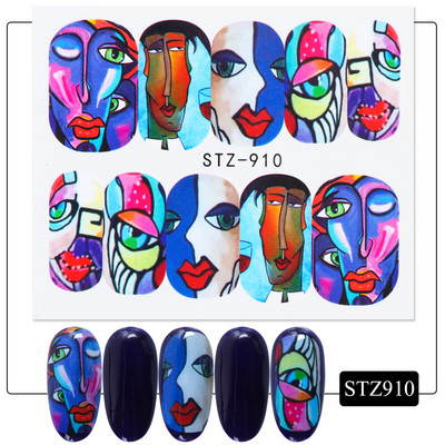 1 tk küünte veeülekande kleebis Lineaarne lillemuster, küünekunsti kaunistused küünte maniküüri jaoks mõeldud liugur Vesimärgi fooliumid CHSTZ645