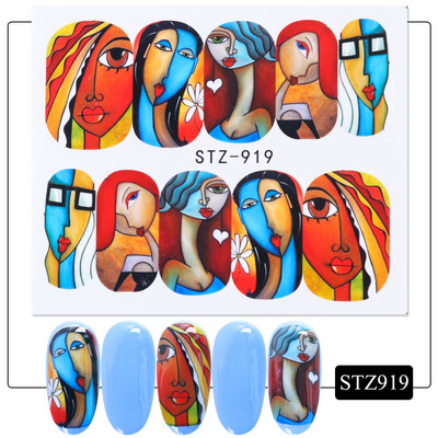 1 tk küünte veeülekande kleebis Lineaarne lillemuster, küünekunsti kaunistused küünte maniküüri jaoks mõeldud liugur Vesimärgi fooliumid CHSTZ645