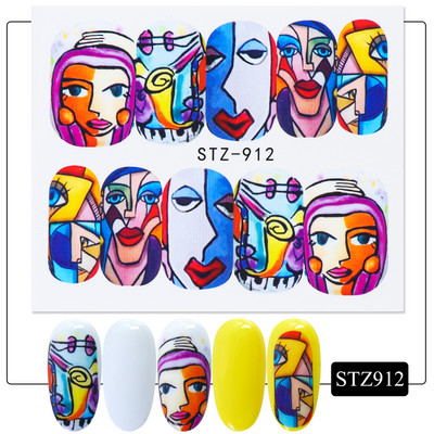 1 tk küünte veeülekande kleebis Lineaarne lillemuster, küünekunsti kaunistused küünte maniküüri jaoks mõeldud liugur Vesimärgi fooliumid CHSTZ645