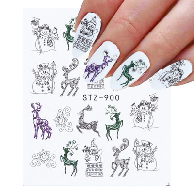 1 tk küünte veeülekande kleebis Lineaarne lillemuster, küünekunsti kaunistused küünte maniküüri jaoks mõeldud liugur Vesimärgi fooliumid CHSTZ645