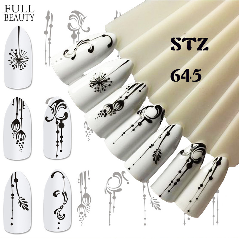 1 tk küünte veeülekande kleebis Lineaarne lillemuster, küünekunsti kaunistused küünte maniküüri jaoks mõeldud liugur Vesimärgi fooliumid CHSTZ645
