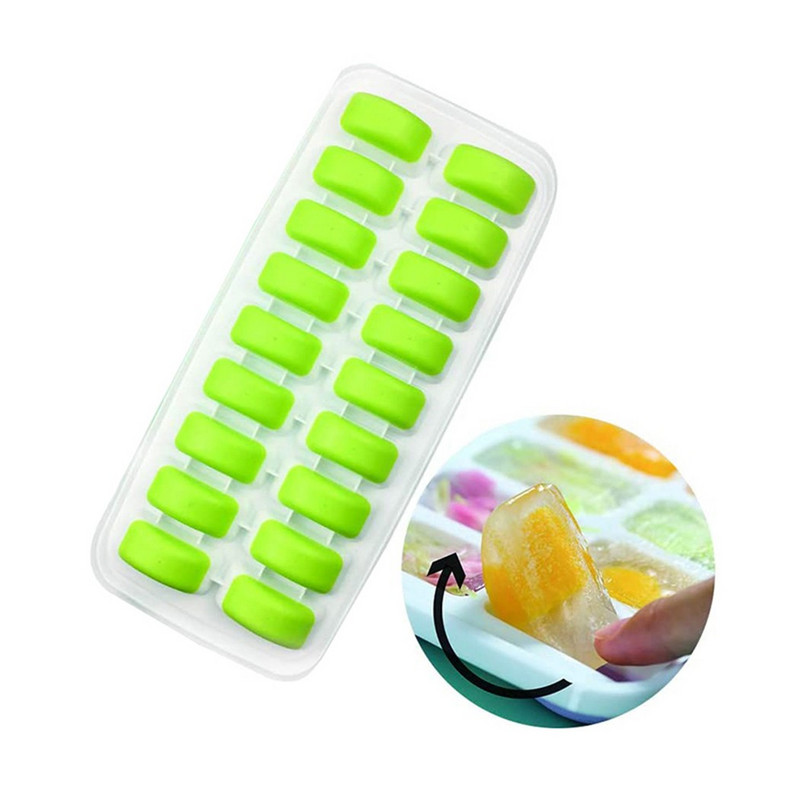1 KOM. Posuda za kockice leda Silikonska ladica za kockice leda 14 rupa Posude za kalupe za aparat za led Posude s poklopcem Kreativna kocka leda