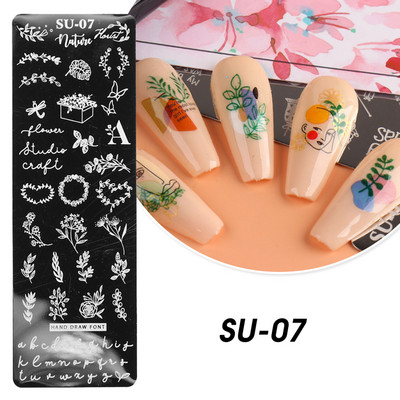 Manikura Nail Art Šablone za pečate Lak za lišće Ispis Šablone za nokte Ploče za žigosanje Apstraktno cvijeće