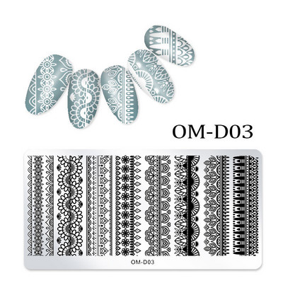 1 τμχ Πρότυπα νυχιών από ανοξείδωτο ατσάλι Σχέδιο πλάκας σφράγισης λουλούδι Ζώο από γυαλί θερμοκρασίας δαντέλα Πρότυπα σφραγίδας Πλάκες Εικόνα