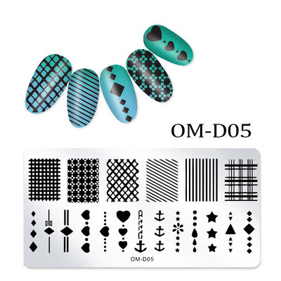 1 τμχ Πρότυπα νυχιών από ανοξείδωτο ατσάλι Σχέδιο πλάκας σφράγισης λουλούδι Ζώο από γυαλί θερμοκρασίας δαντέλα Πρότυπα σφραγίδας Πλάκες Εικόνα