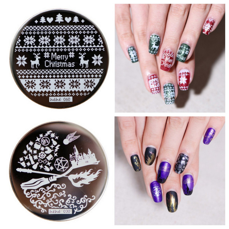 1 db kerek körömbélyegző lemez sakktábla/geometrikus rozsdamentes acél képsablonok 5,5 cm-es fekete-fehér szögnyomtatási dekorációs eszköz*