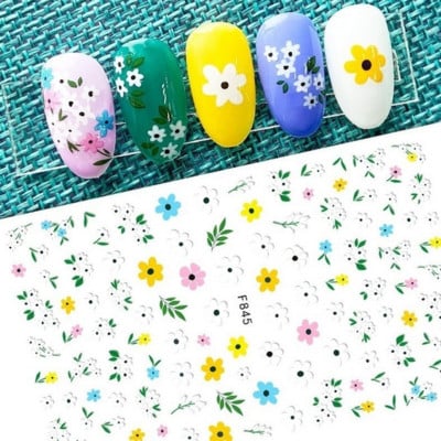 Tavaszi körömdíszítő matricák piros fehér rózsa virágmintás csúszkák levelek vonalak matricák 3D öntapadó körmök kiegészítők matrica