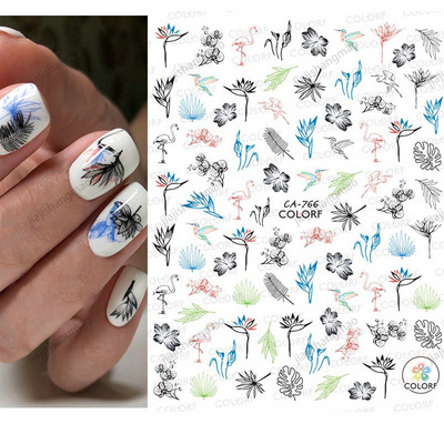 Tavaszi körömdíszítő matricák piros fehér rózsa virágmintás csúszkák levelek vonalak matricák 3D öntapadó körmök kiegészítők matrica