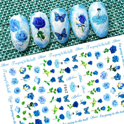 Tavaszi körömdíszítő matricák piros fehér rózsa virágmintás csúszkák levelek vonalak matricák 3D öntapadó körmök kiegészítők matrica