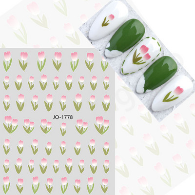 Tavaszi körömdíszítő matricák piros fehér rózsa virágmintás csúszkák levelek vonalak matricák 3D öntapadó körmök kiegészítők matrica