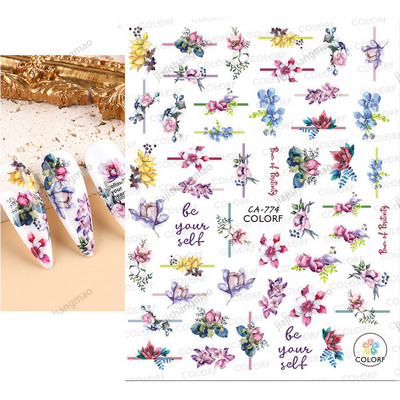 Tavaszi körömdíszítő matricák piros fehér rózsa virágmintás csúszkák levelek vonalak matricák 3D öntapadó körmök kiegészítők matrica