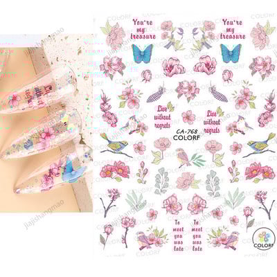 Tavaszi körömdíszítő matricák piros fehér rózsa virágmintás csúszkák levelek vonalak matricák 3D öntapadó körmök kiegészítők matrica