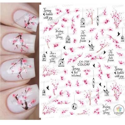 Tavaszi körömdíszítő matricák piros fehér rózsa virágmintás csúszkák levelek vonalak matricák 3D öntapadó körmök kiegészítők matrica