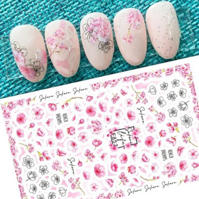 Tavaszi körömdíszítő matricák piros fehér rózsa virágmintás csúszkák levelek vonalak matricák 3D öntapadó körmök kiegészítők matrica