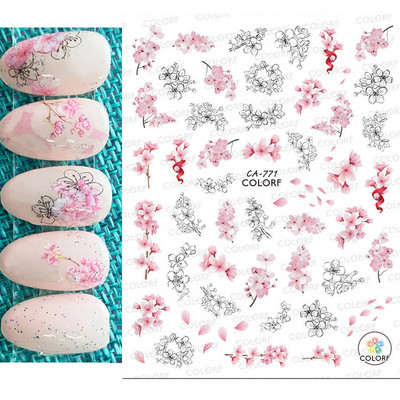 Tavaszi körömdíszítő matricák piros fehér rózsa virágmintás csúszkák levelek vonalak matricák 3D öntapadó körmök kiegészítők matrica