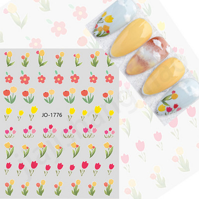 Tavaszi körömdíszítő matricák piros fehér rózsa virágmintás csúszkák levelek vonalak matricák 3D öntapadó körmök kiegészítők matrica