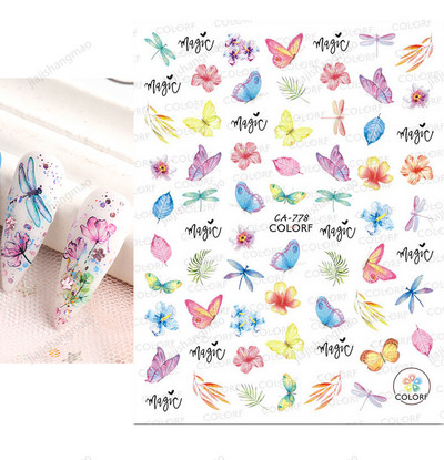 Tavaszi körömdíszítő matricák piros fehér rózsa virágmintás csúszkák levelek vonalak matricák 3D öntapadó körmök kiegészítők matrica