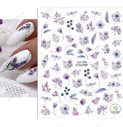 Tavaszi körömdíszítő matricák piros fehér rózsa virágmintás csúszkák levelek vonalak matricák 3D öntapadó körmök kiegészítők matrica