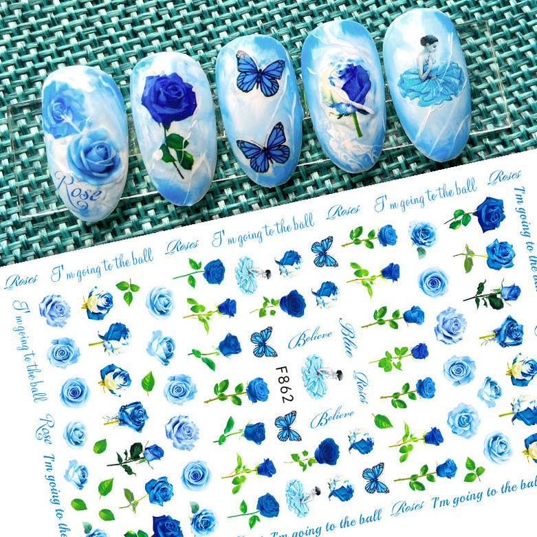 Tavaszi körömdíszítő matricák piros fehér rózsa virágmintás csúszkák levelek vonalak matricák 3D öntapadó körmök kiegészítők matrica