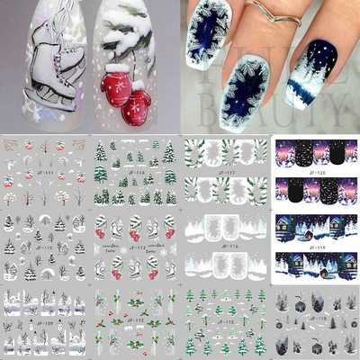 Karácsonyi mézeskalács körmök matricák karácsonyi harangok magyal vízcsúszdák édes kávé torta design téli matricák manikűr BN2413-2424