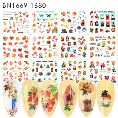 Karácsonyi mézeskalács körmök matricák karácsonyi harangok magyal vízcsúszdák édes kávé torta design téli matricák manikűr BN2413-2424