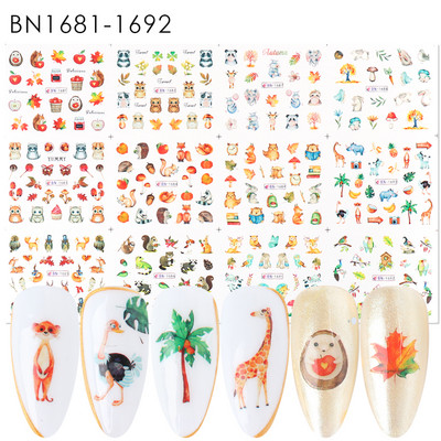 Karácsonyi mézeskalács körmök matricák karácsonyi harangok magyal vízcsúszdák édes kávé torta design téli matricák manikűr BN2413-2424