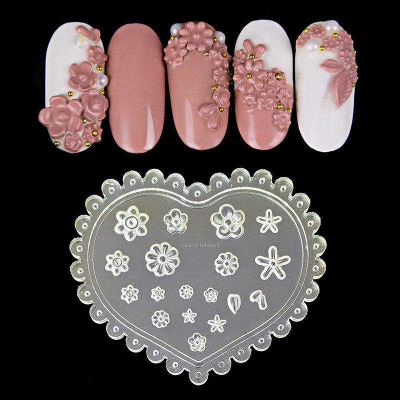 1 db 3D szilikon forma körömfaragó bélyegző lemezek stencilek Crysta körömdíszítő sablon UV géllakk manikűr forma barkácseszközök Tr#60