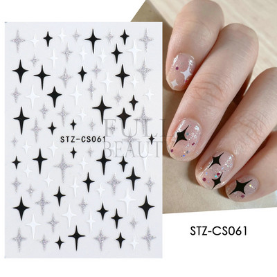 Graffiti Mustrid Küünte Kleebised Must Maalimine Armas Karu Jänes Inglise Disain Slider Kleebis Maniküür Dekoratsioon LS-J42