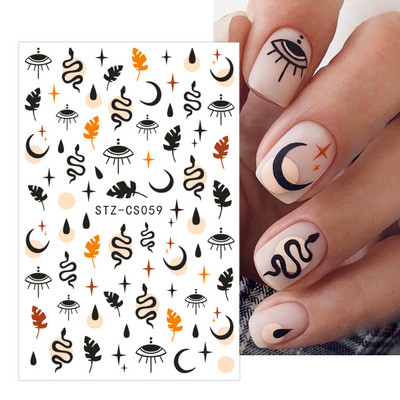 Graffiti Mustrid Küünte Kleebised Must Maalimine Armas Karu Jänes Inglise Disain Slider Kleebis Maniküür Dekoratsioon LS-J42