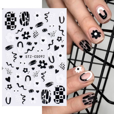 Graffiti Mustrid Küünte Kleebised Must Maalimine Armas Karu Jänes Inglise Disain Slider Kleebis Maniküür Dekoratsioon LS-J42