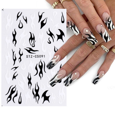 Graffiti Mustrid Küünte Kleebised Must Maalimine Armas Karu Jänes Inglise Disain Slider Kleebis Maniküür Dekoratsioon LS-J42