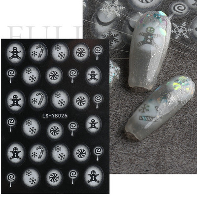 Graffiti Mustrid Küünte Kleebised Must Maalimine Armas Karu Jänes Inglise Disain Slider Kleebis Maniküür Dekoratsioon LS-J42