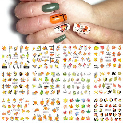 12 τμχ Χειμερινά Χριστουγεννιάτικα αυτοκόλλητα νυχιών με νερό Χριστουγεννιάτικα λουλούδια με κλαδί κουκουνάρι Χαλκομανίες μανικιούρ Χαριτωμένα μπισκότα Slider Διακόσμηση νυχιών