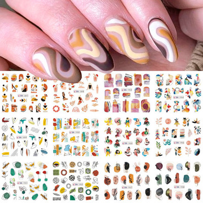 12 τμχ Χειμερινά Χριστουγεννιάτικα αυτοκόλλητα νυχιών με νερό Χριστουγεννιάτικα λουλούδια με κλαδί κουκουνάρι Χαλκομανίες μανικιούρ Χαριτωμένα μπισκότα Slider Διακόσμηση νυχιών