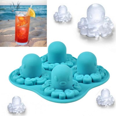 Ice Cube Octopus Shape Σοκολατένιο Δίσκος φόρμας παγωτού Εργαλείο DIY Whisky Wine Cocktail Ice Cube 3D Mold Silicone Kitchen Home