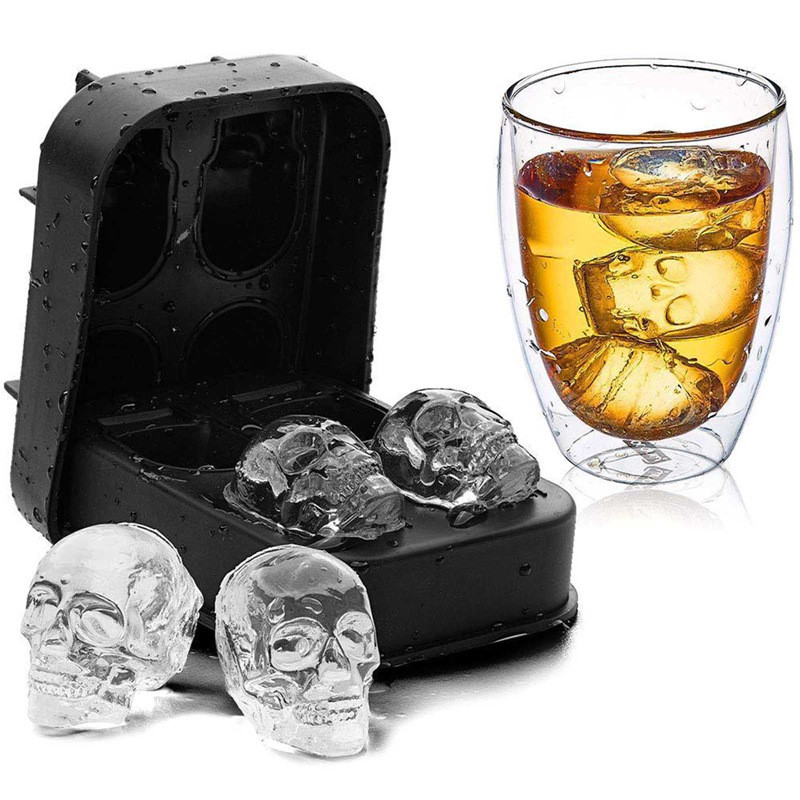 2021 Ice Cube Maker DIY Creative Silica Gel 3D Skull Ice Tray Forma Home Bar Party Cool Whisky Wine Fagylalt Bár eszköz ÚJ
