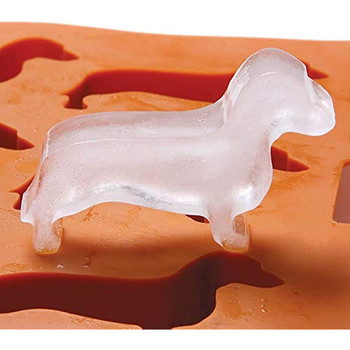 Силиконови форми за кубчета лед и тава във формата на куче дакел Jiulian Silicone Dog Ice Lattice Направи си сам Форма за торта Направи си сам торта Шоколадов лед