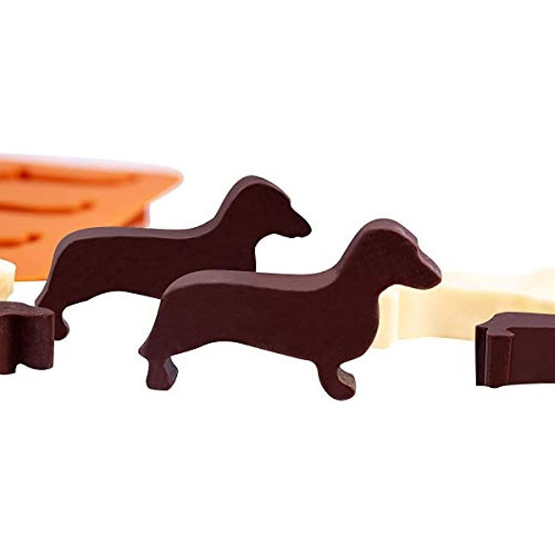 Takso šunų formos silikoninės ledo kubelių formos ir padėklas Jiulian silikoninės šunų ledo grotelės „pasidaryk pats“ pyrago formelės „pasidaryk pats“ pyragas šokoladinis ledas