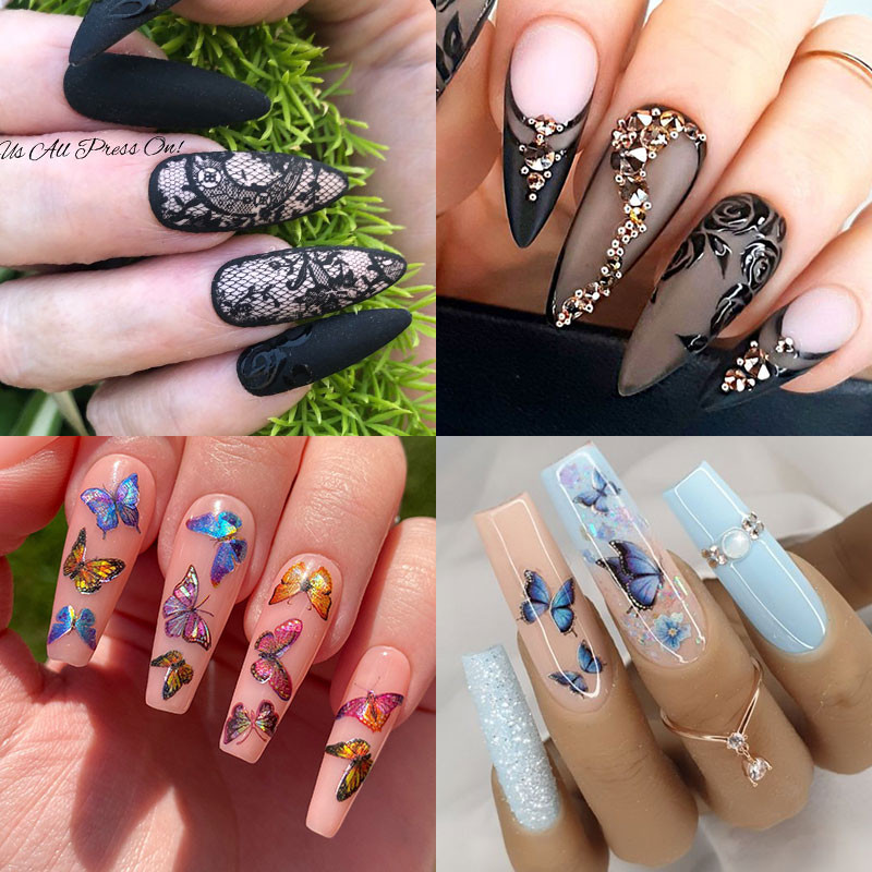 10 rulli/komplekti 3D pitsmustriga küünekilet ülekandepaberi jaoks must valge liblikas madu lillekeebised küünte tarvikute tööriist