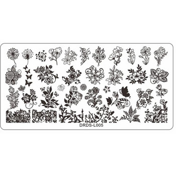 1 τμχ-12 εκ. Πλάκες στάμπας νυχιών φυτών λουλουδιών Διακοσμητικό σχέδιο λουλουδιών Σχήμα αλυσίδας Στένσιλ νυχιών Φιλμ Πλάκα πρότυπο σχεδίασης λουλουδιών