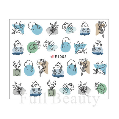 3D lillelehtede jooneribad küünekleebised liblikas abstraktne nägu bambusest geomeetria leopard liugurid küünte kaunistamiseks SASTZ-CS100-115